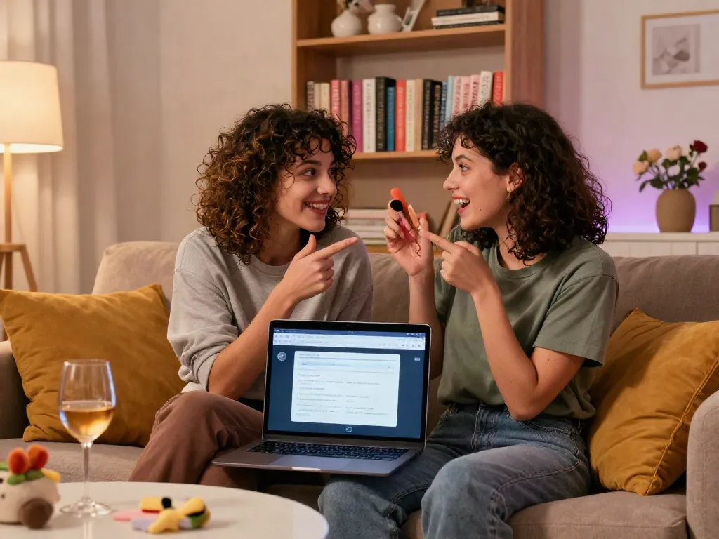 Interactive free ai sex chat session in a cozy, playful setting.