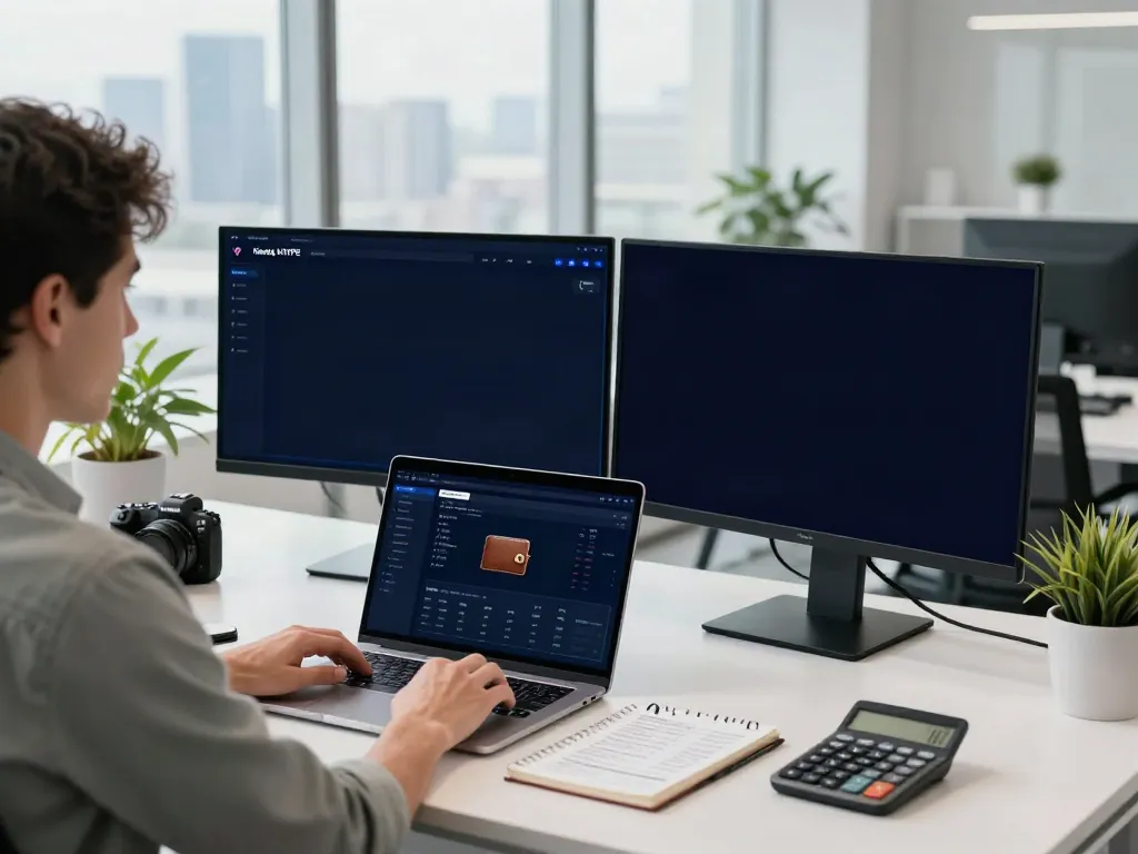 Kinetiq kHYPE trading workspace with market data and staking information on screens.