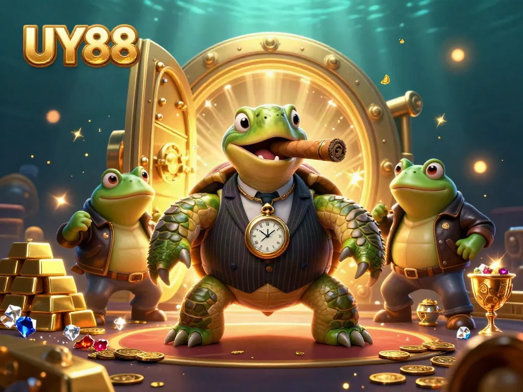 Experience thrilling gameplay at UY88, featuring curated casino elements with cartoon characters.