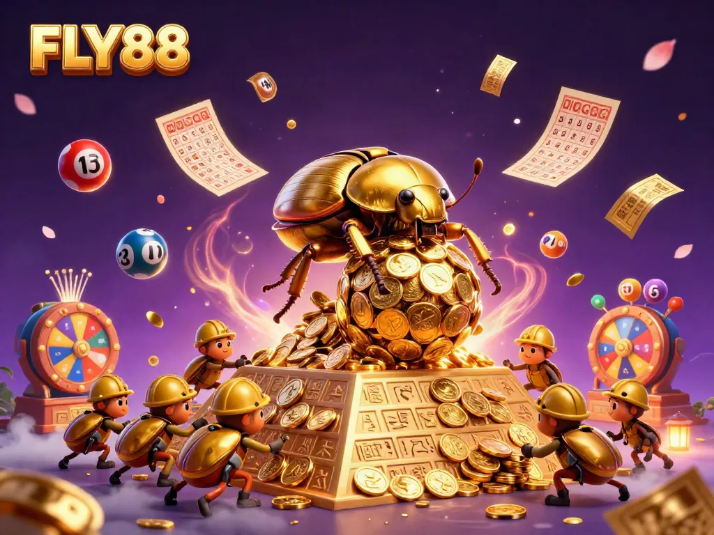 Experience the thrill of FLY88 with vibrant casino elements and dynamic characters in action.