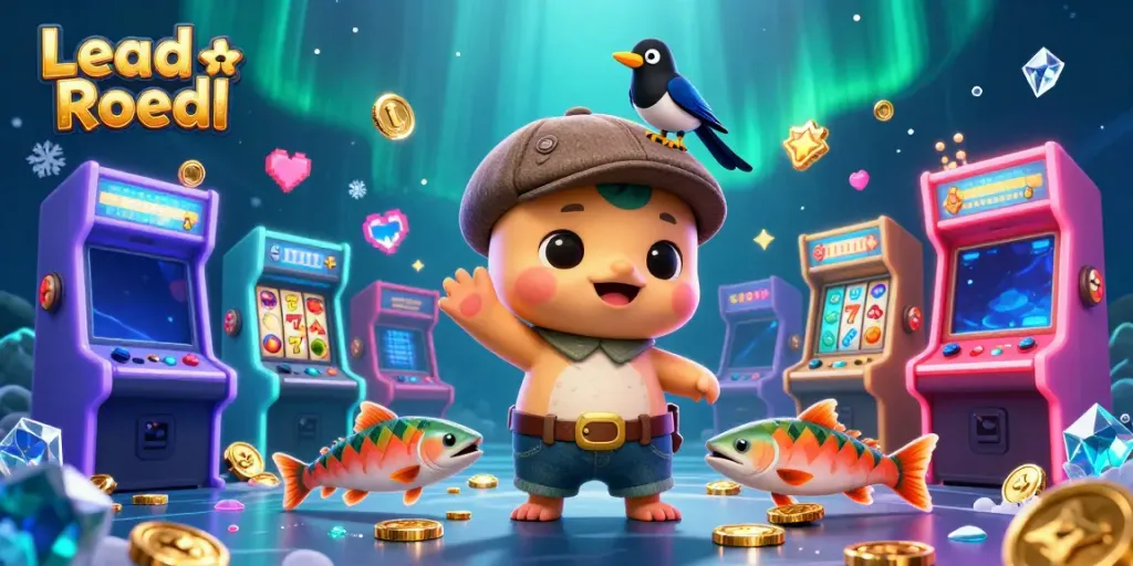 Lead Roedl's playful 3D Nessie and friends jackpot illustration brings winning vibes to gaming.
