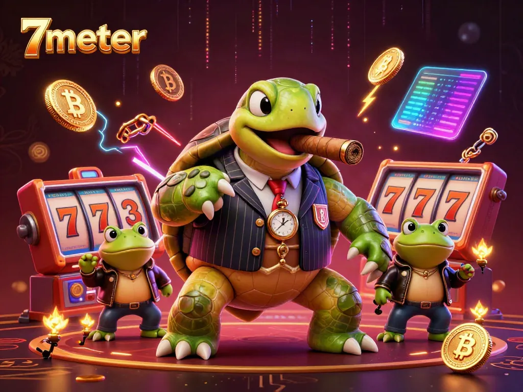Experience the thrill of gaming at 7meter with a vibrant casino-themed scene featuring unique characters.