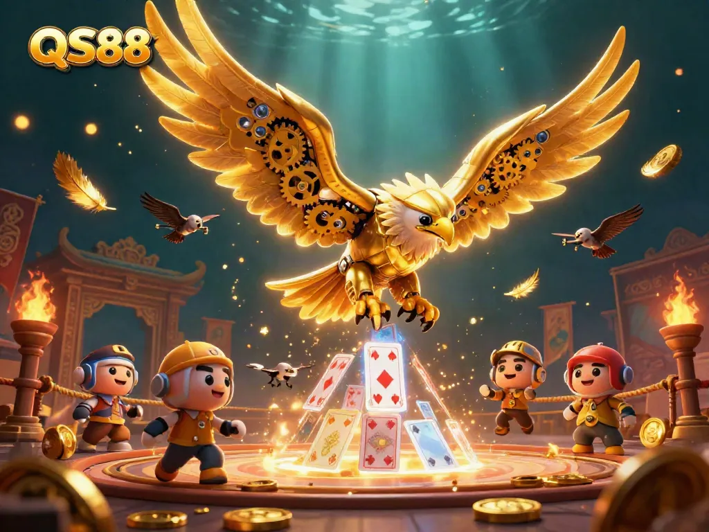 Experience exhilarating gameplay with QS88 at this vibrant casino-inspired scene.