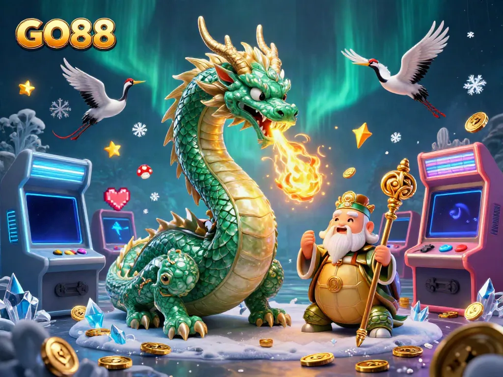 Experience the thrill of GO88 gaming with vibrant characters and colorful casino elements in this vivid illustration.