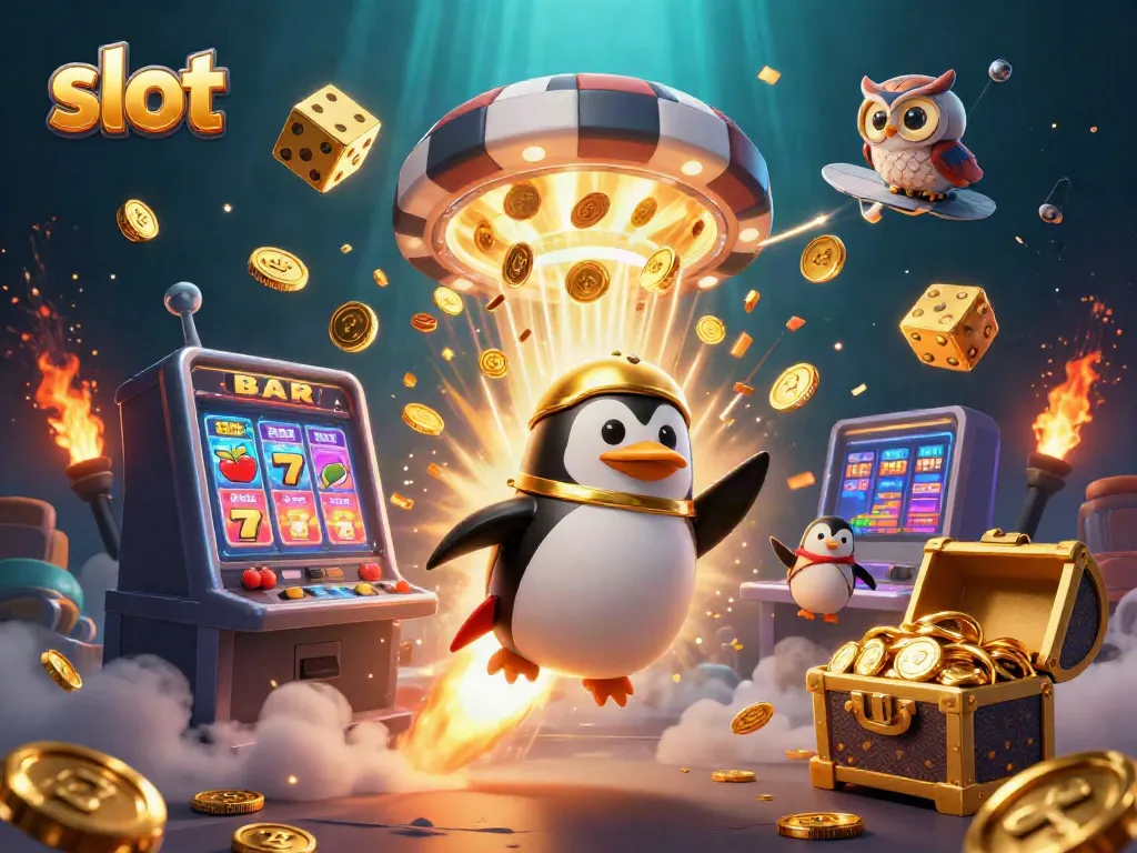 Experience thrilling slot adventures with our 3D casino-inspired illustration featuring explosive jackpots.