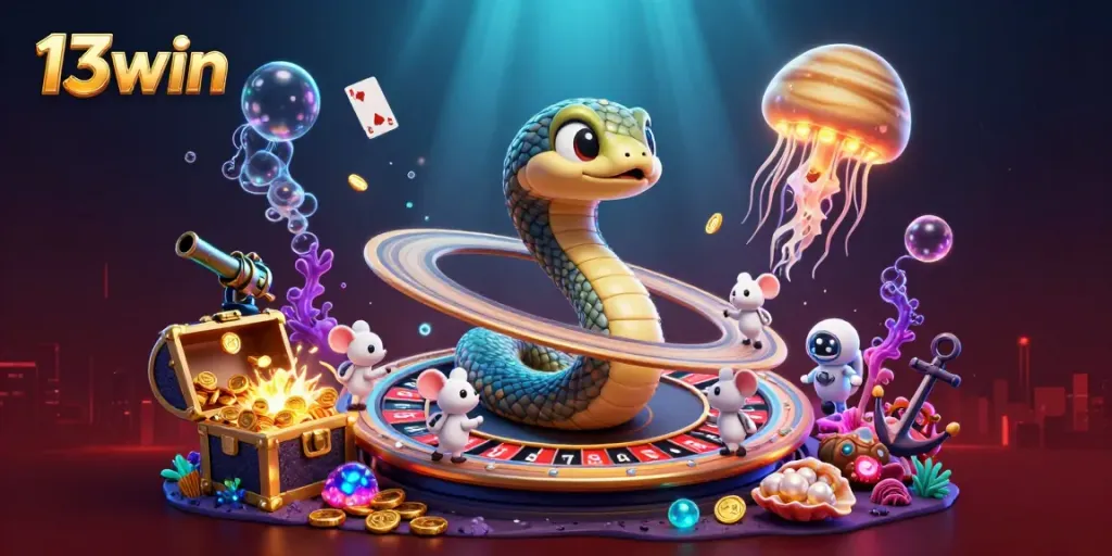 Bet on the unique 13win roulette scene featuring astronaut mice and cosmic dealer jellyfish.