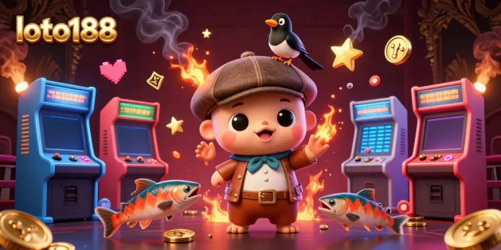 Engage with loto188's vibrant casino scene featuring colorful game elements and playful characters.