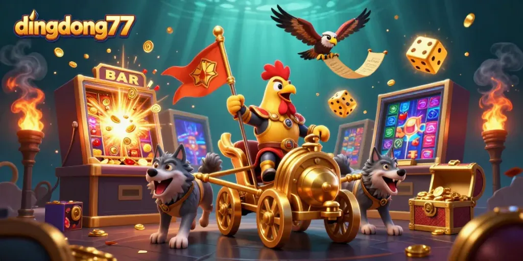 Experience thrilling gameplay at dingdong77 with dynamic casino elements and vibrant characters.