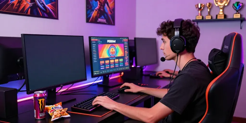 Engaged player enjoying PESGSlot online gaming in a dynamic setup.