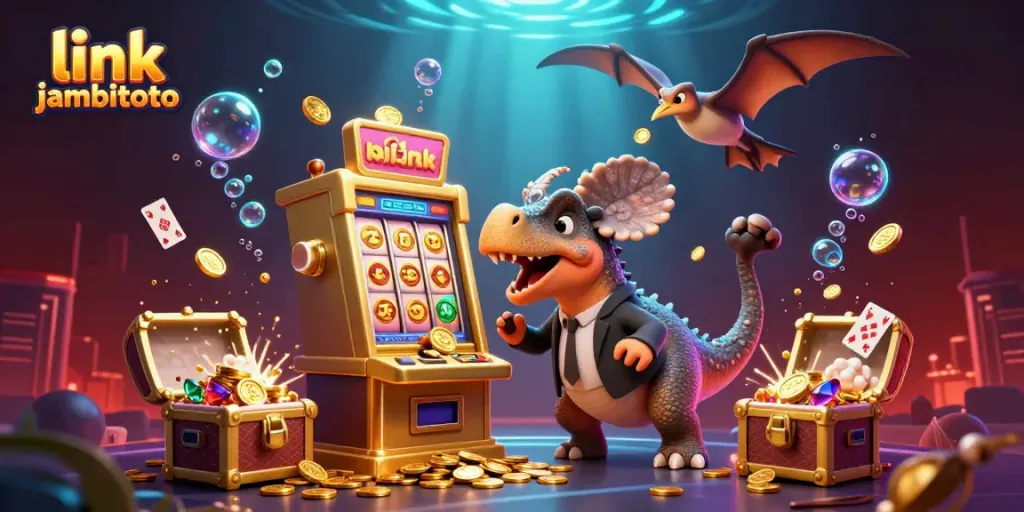 Experience big wins at link jambitoto with a vibrant casino scene showcasing unique characters and thrilling games.
