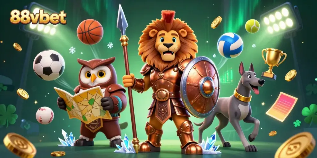 Experience thrilling action with 88vbet as a Spartan lion, tactical owl, and greyhound messenger energize the casino atmosphere.