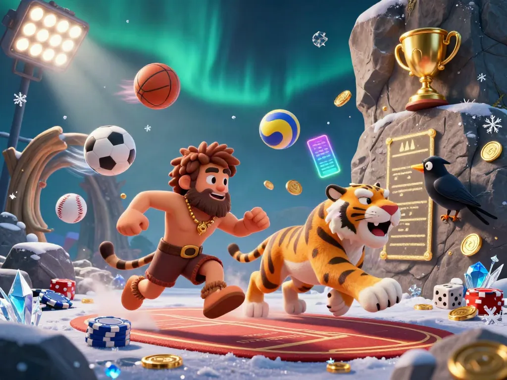Experience the excitement of luck8at in a vibrant prehistoric casino scene with dynamic game elements.