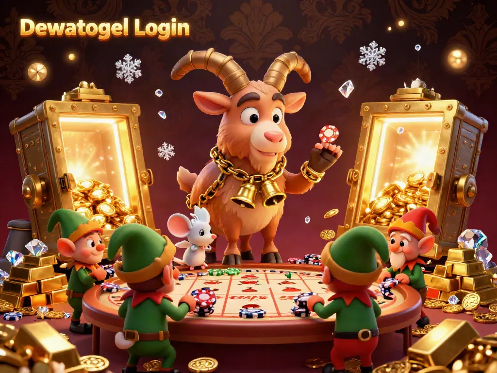 Dewatogel Login showcases Krampus goat in a dynamic lottery casino, capturing festive chaos and winning energy.